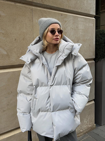 Abrigo de moda con capucha extraíble Chaqueta de algodón invierno cálido a prueba de viento Chaqueta de algodón suelta Parka suelta ropa de abrigo