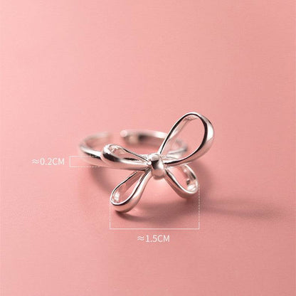 S925 Silver Bow Ring Fashionable Simple Line Women's Jewelry - Here2Save