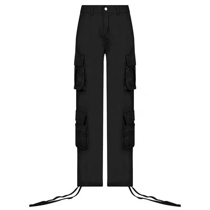 Pantalones de hip-hop callejero con bolsillos Monos de cintura baja Pantalones cargo casuales de moda