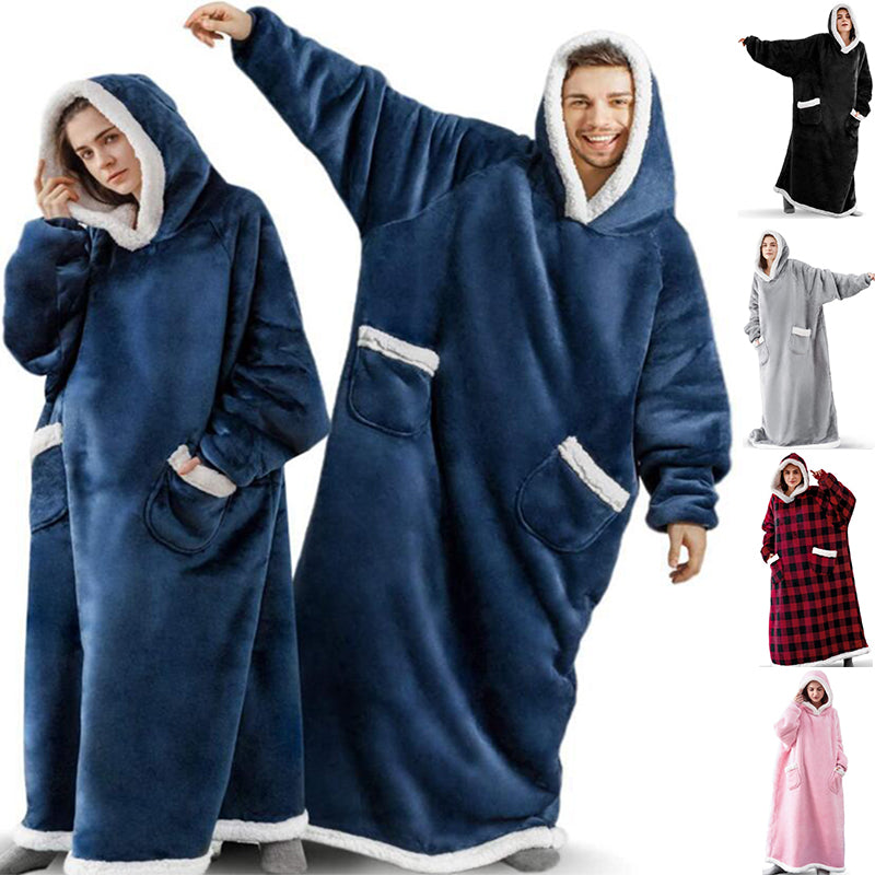 Winter TV Hoodie Blanket Winter Warm Home Clothes Women Men Oversized Pullover With Pockets - Here2Save