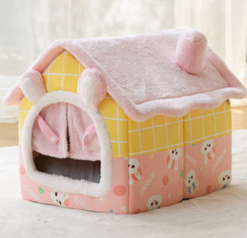 Casa plegable para perros, cama para Gato, Villa para perros de invierno, caseta para dormir, nido extraíble, cueva cerrada cálida, sofá, suministros para mascotas