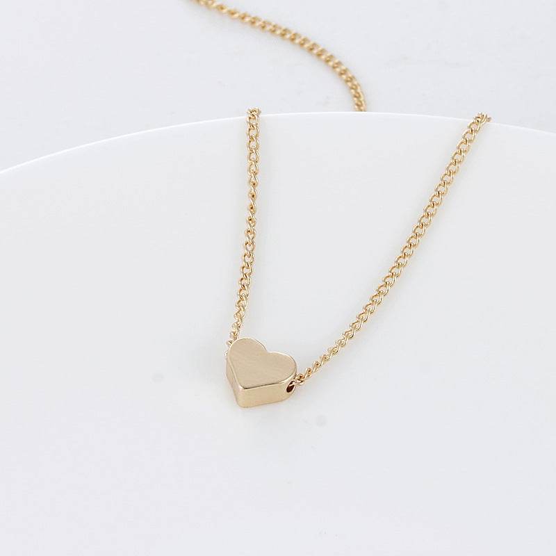 Simple Fashion Gold Color Double-sided Love Pendant Necklaces Clavicle Chains Necklace Women Jewelry Valentines Day Gift - Here2Save
