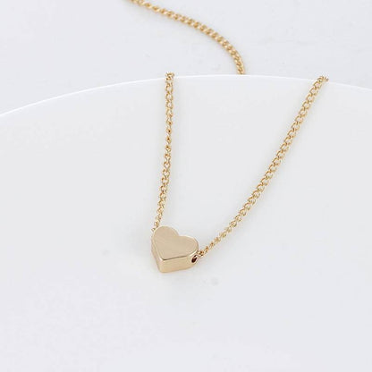 Simple Fashion Gold Color Double-sided Love Pendant Necklaces Clavicle Chains Necklace Women Jewelry Valentines Day Gift - Here2Save