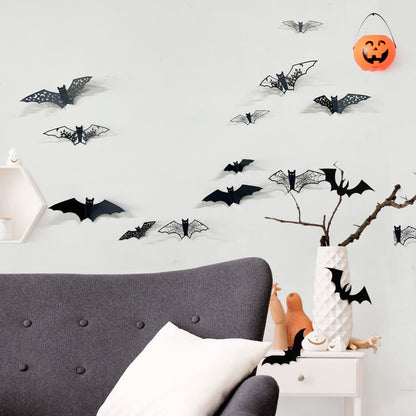 Pegatinas de pared de murciélago de papel hueco 3D de Halloween