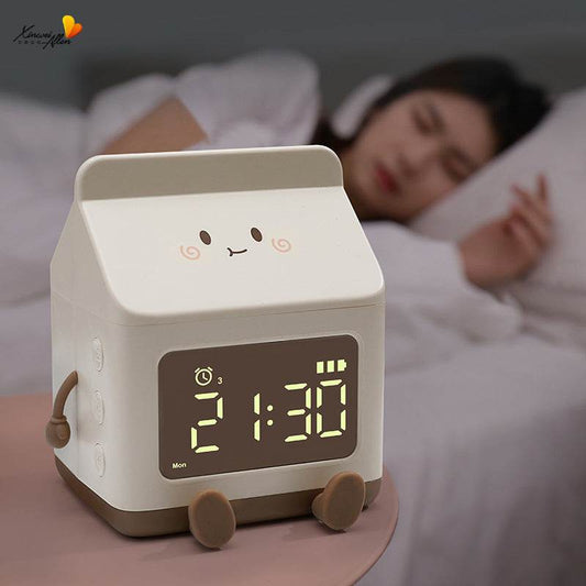Smart Student Only Charging Cartoon Milk Carton Alarm Clock - Here2Save