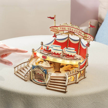 Robotime RokrTilt-A-Whirl DIY Music Box Building Block Amusement Park Series For Kids Adults Easy Assembly 3D Wooden Puzzle EA04 - Here2Save