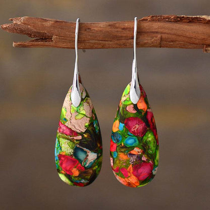 New Bohemian Emperor Stone Water Drop Pendant Earrings - Here2Save