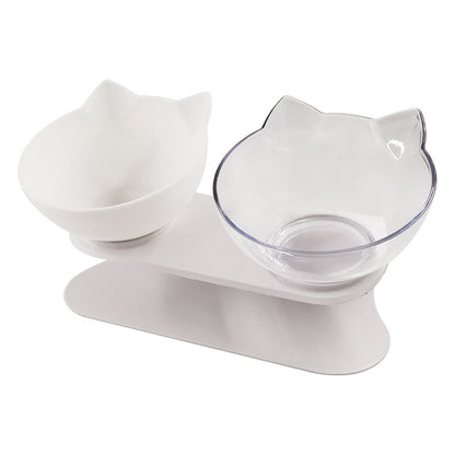 New Inclined Food Cat Ear Oblique Mouth Transparent Single Pet Bowl - Here2Save