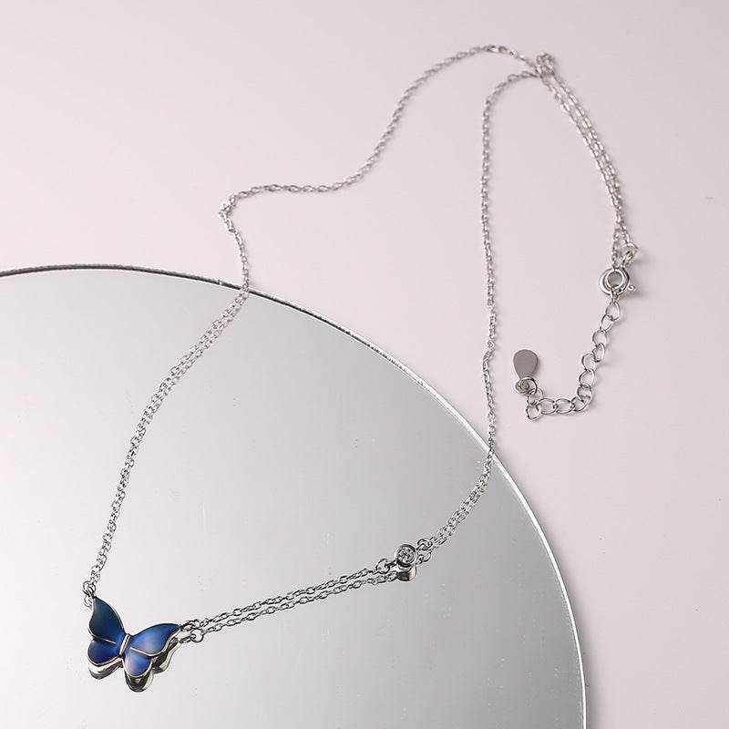 S925 Sliver Color-changed Butterfly Necklace Fashion Novelty Jewelry - Here2Save