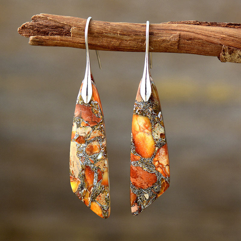 Bohemian Emperor Stone Geometric Pendant Earrings