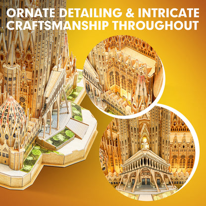 Le Cube Sagrada Familia Cathedral LED Version Of 3D Stereo Puzzle Hand-made Difficult Church Puzzle