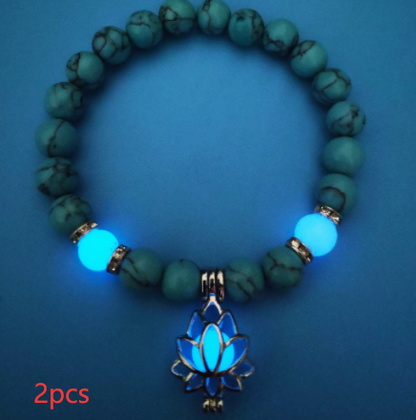 Energy Luminous Lotus Natural Stone Bracelet Yoga Healing Luminous Glow In The Dark Charm Beads Bracelet For Men Women Prayer Buddhism - Here2Save