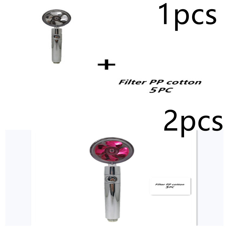 Propeller Driven Shower Head With Stop Button And Cotton Filter Turbocharged High Pressure Handheld Shower Nozzle - Here2Save