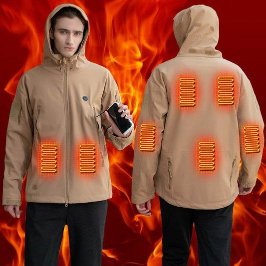 Smart Heated Jacket And Warm-keeping Coat Hooded Fleece-lined - Here2Save