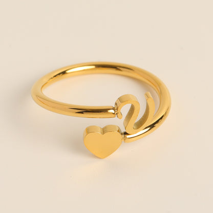 Anillo de cola de amor tridimensional con letras 26