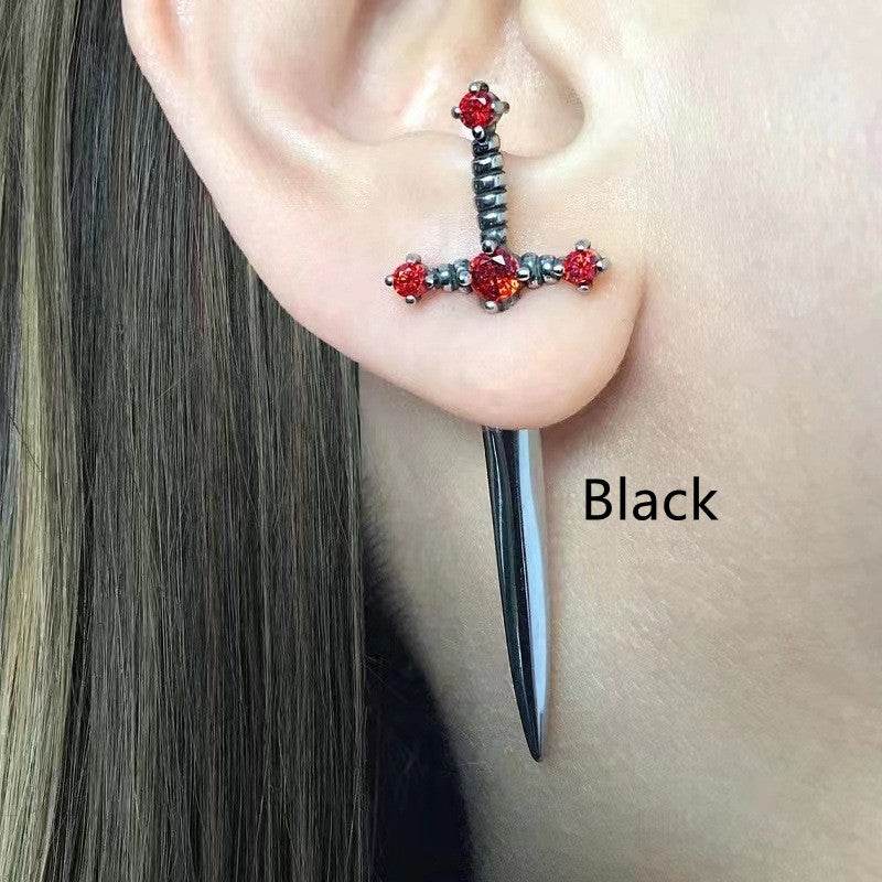 Women's Fashion Vintage Crystal Diamond Gothic Dagger Earrings - Here2Save
