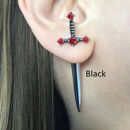 Women's Fashion Vintage Crystal Diamond Gothic Dagger Earrings