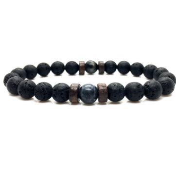 Personality Men's Black Volcanic Stone Bracelet - Here2Save