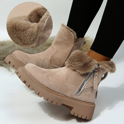 Botas de nieve de felpa gruesas para mujer, zapatos de invierno antideslizantes de gamuza sintética