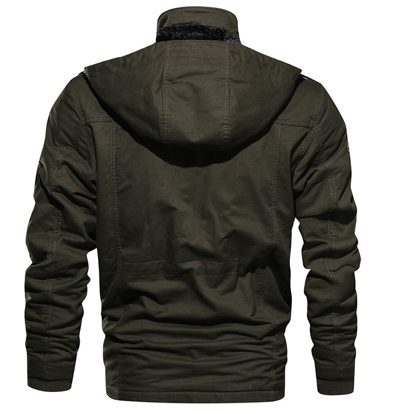 Chaqueta de lana de invierno para hombre, abrigo cálido con capucha, ropa de abrigo gruesa térmica, chaqueta militar masculina