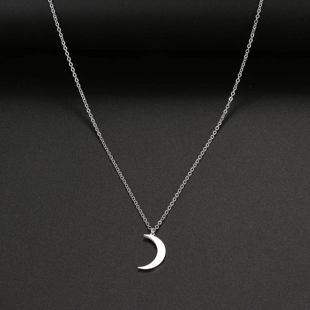 Women's Fashion Simple Stainless Steel Moon Pendant Necklace - Here2Save