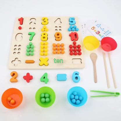 Children's Wooden Fine Action Digital Clip Beads Operation Board Digital Cognitive Color Matching Early Educational Toys