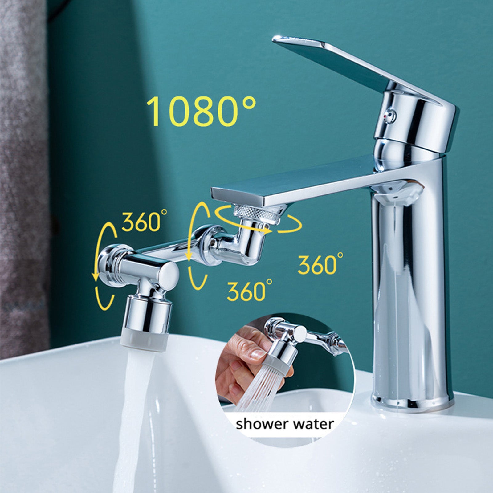 Universal 1080 Swivel Faucet Aerator Multifunction Faucet Extender Universal Swivel Splash Resistant Shower - Here2Save