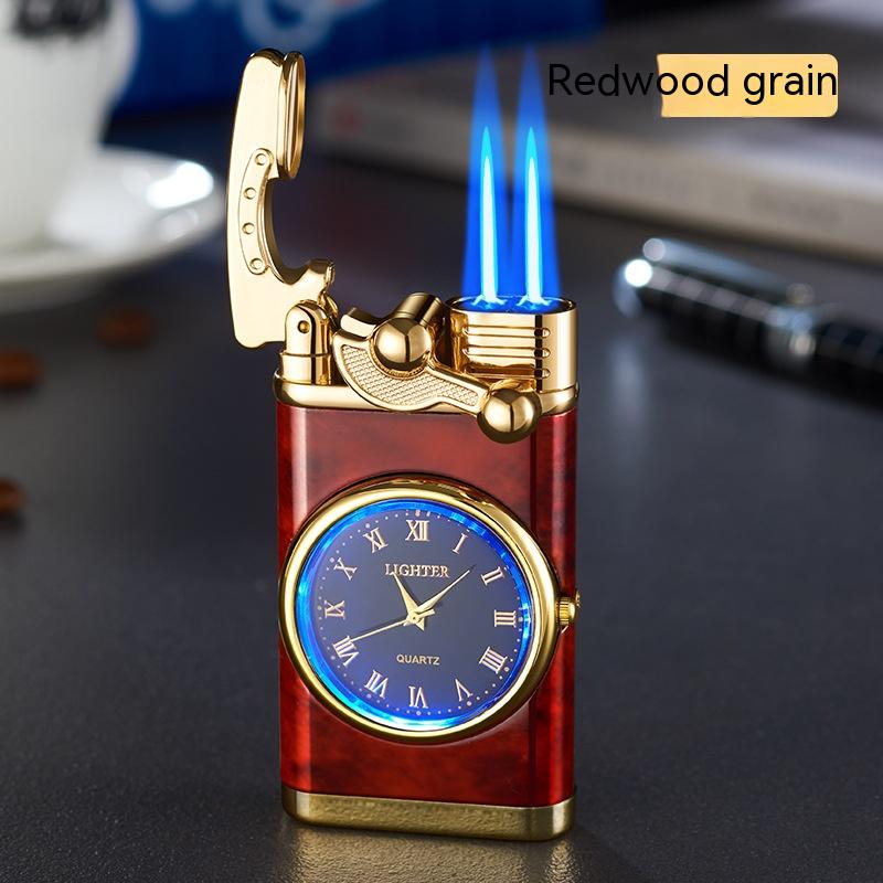 New Lighter With Electric Watch Rocker Arm Automatic Ignition Straight Blue Flame Lighter Creative Real Dial Inflatable Windproof Lighter Men's Watch Gift - Here2Save