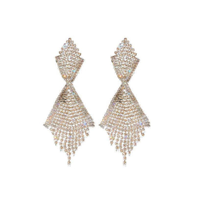 Rhinestone Inlaid Claw Chain Tassel Long Earrings - Here2Save