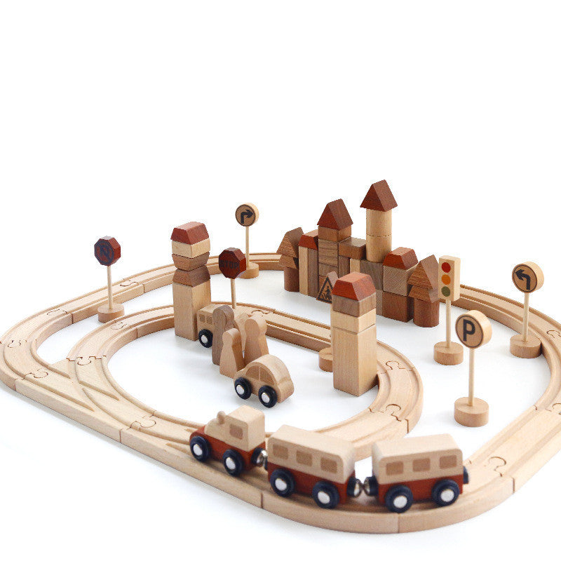 Wooden Creative Forest Track Children Puzzle To Build Urban Rail Transit Wooden Toys