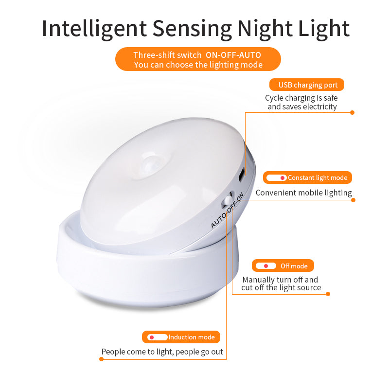 Rotating Human Body Sensor Light Corridor Garage Light Wardrobe Light Motion Sensor Night Light - Here2Save