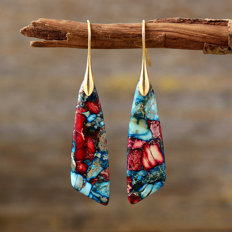 Bohemian Emperor Stone Geometric Pendant Earrings