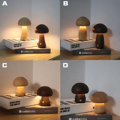 INS Wooden Cute Mushroom LED Night Light With Touch Switch  Bedside Table Lamp For Bedroom Childrens Room Sleeping Night Lamps Home Decor - Here2Save