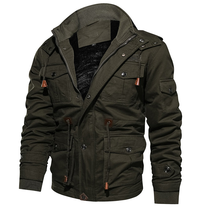 Chaqueta de lana de invierno para hombre, abrigo cálido con capucha, ropa de abrigo gruesa térmica, chaqueta militar masculina