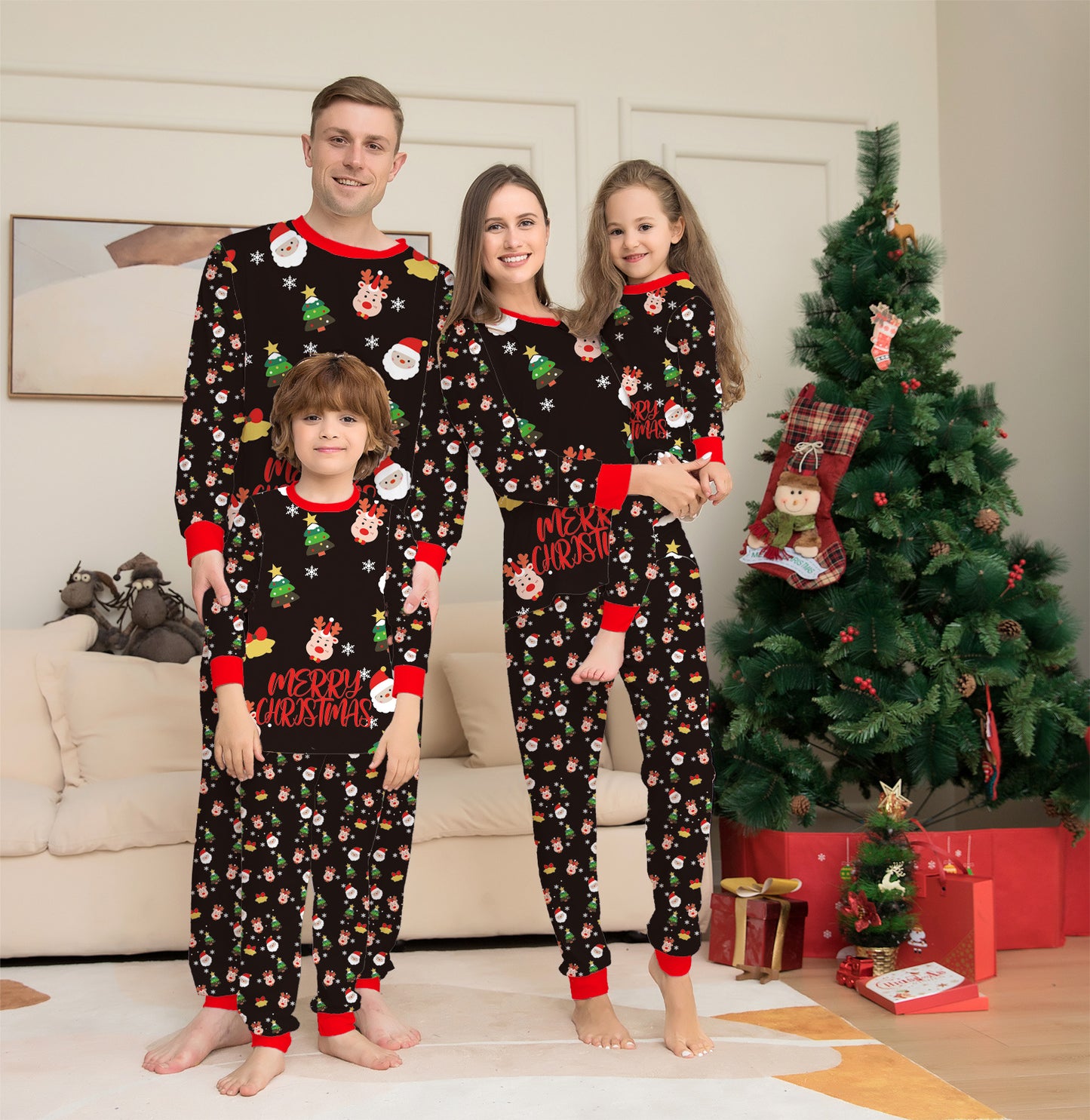 Conjunto de pijamas navideños familiares, pijamas navideños para familia, pijamas navideños, ropa de dormir navideña