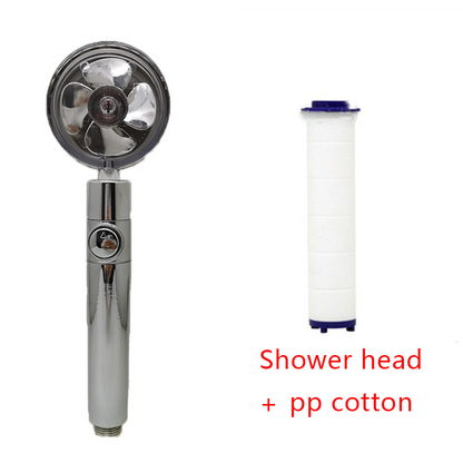 Shower Head Water Saving Flow 360 Degrees Rotating With Small Fan ABS Rain High Pressure Spray Nozzle Bathroom Accessories - Here2Save