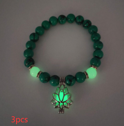 Energy Luminous Lotus Natural Stone Bracelet Yoga Healing Luminous Glow In The Dark Charm Beads Bracelet For Men Women Prayer Buddhism - Here2Save