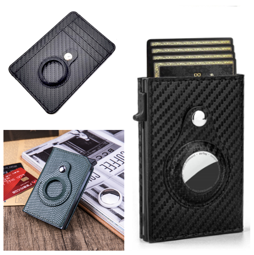 Rfid Card Holder Men Wallets Money Bag Male Black Short Purse Small Leather Slim Wallets Mini Wallets For Airtag Air Tag - Here2Save