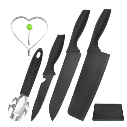 Steel Black Blade Five-piece Set Kitchen Knife Fruit Knife With Omelette Maker Peeling set - Here2Save