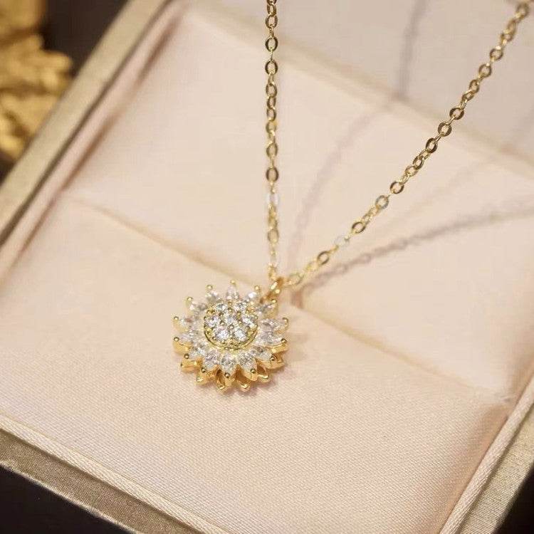 Rotatable Sunflower Necklace Full Of Diamonds - Here2Save