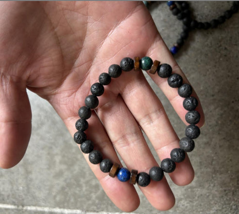 Personality Men's Black Volcanic Stone Bracelet - Here2Save