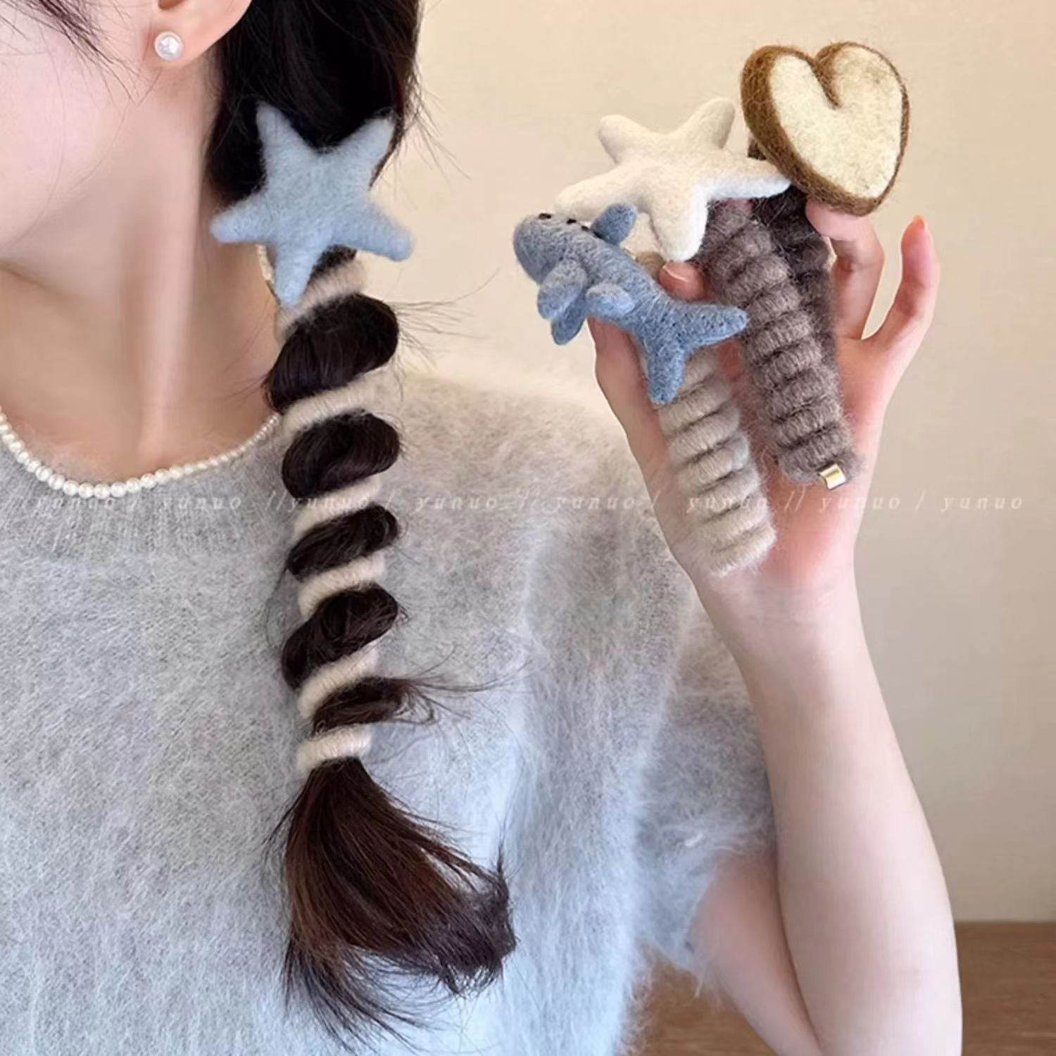 Plush Cute Braided Hair Phone Line Hair Ring Women - Here2Save