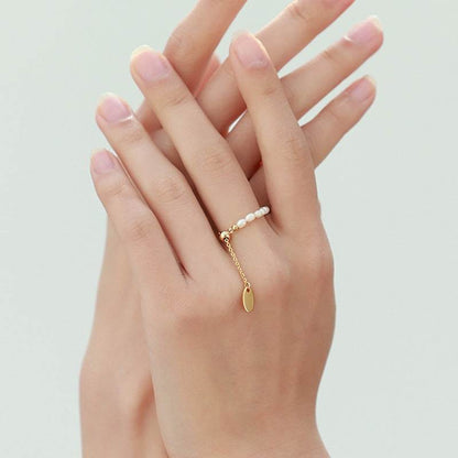Pearl Rings Stretch Adjustable Soft Chain Women's End Ring - Here2Save