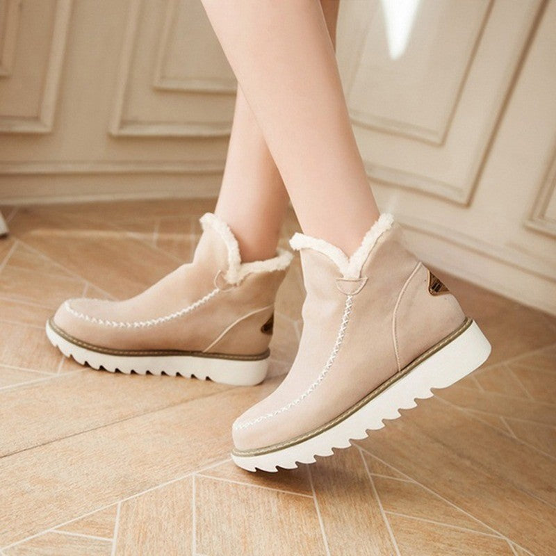 Flats Shoes Women Winter Snow Boots Warm Plush Ankle Booots