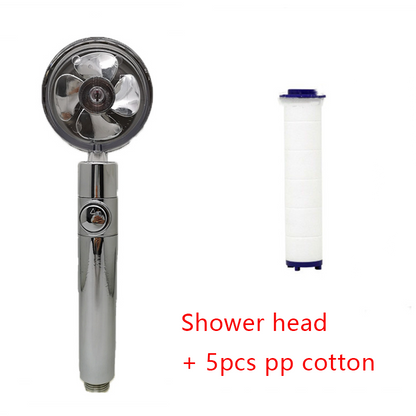 Shower Head Water Saving Flow 360 Degrees Rotating With Small Fan ABS Rain High Pressure Spray Nozzle Bathroom Accessories - Here2Save