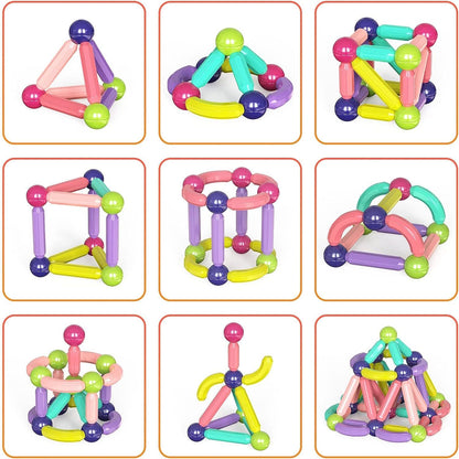 Magnetic Building Blocks Set For Kids Ages 3, STEM Construction 3D Stacking Magnetic Toys For Boys And Girls,Magnetic Sticks And Balls Game Set For Kid Is Early Educational Learning 128PCS.