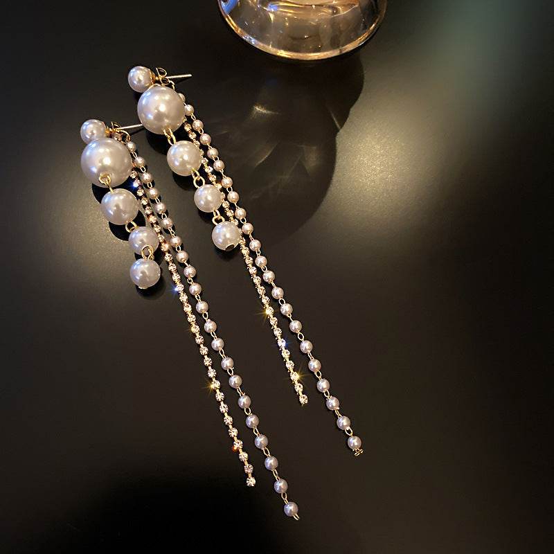 Temperament Pearl Tassel Long Earrings With 925 Silver Needle Fashion Luxury Personalized Earrings For Women - Here2Save
