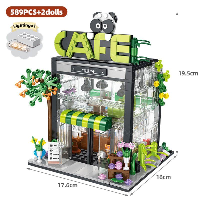 Street View Building Florist Coffee Shop Granular Pieced Blocks Toys - Here2Save