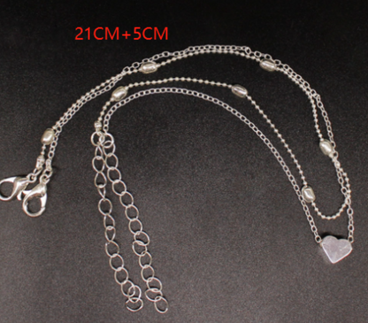 Double-layered anklet Retro beach ball chain heart-shaped anklet - Here2Save