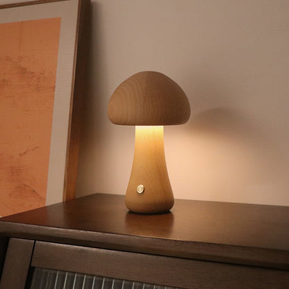 INS Wooden Cute Mushroom LED Night Light With Touch Switch  Bedside Table Lamp For Bedroom Childrens Room Sleeping Night Lamps Home Decor - Here2Save